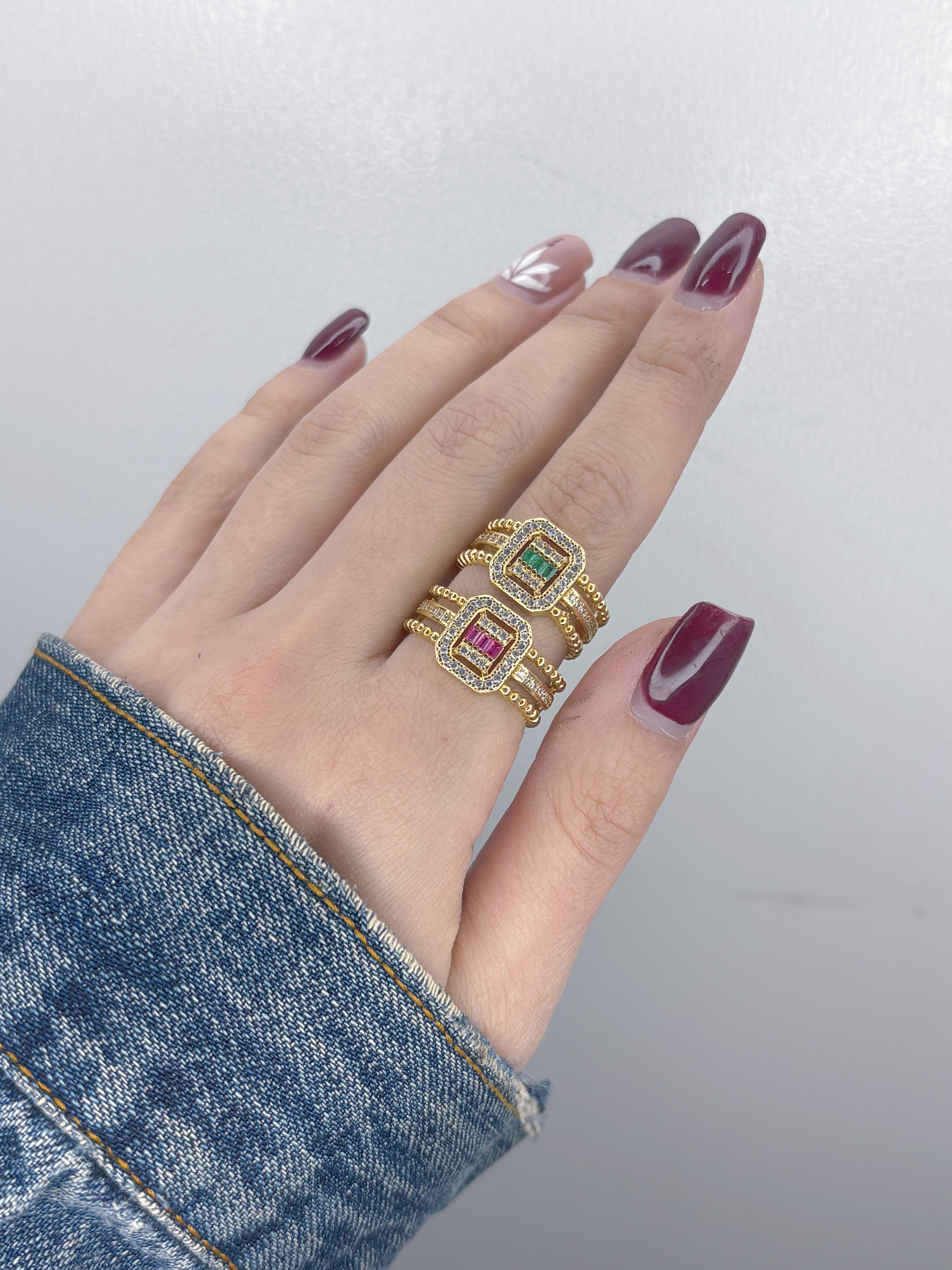 انگشتر طلایی استیل رنگ ثابت فری سایز