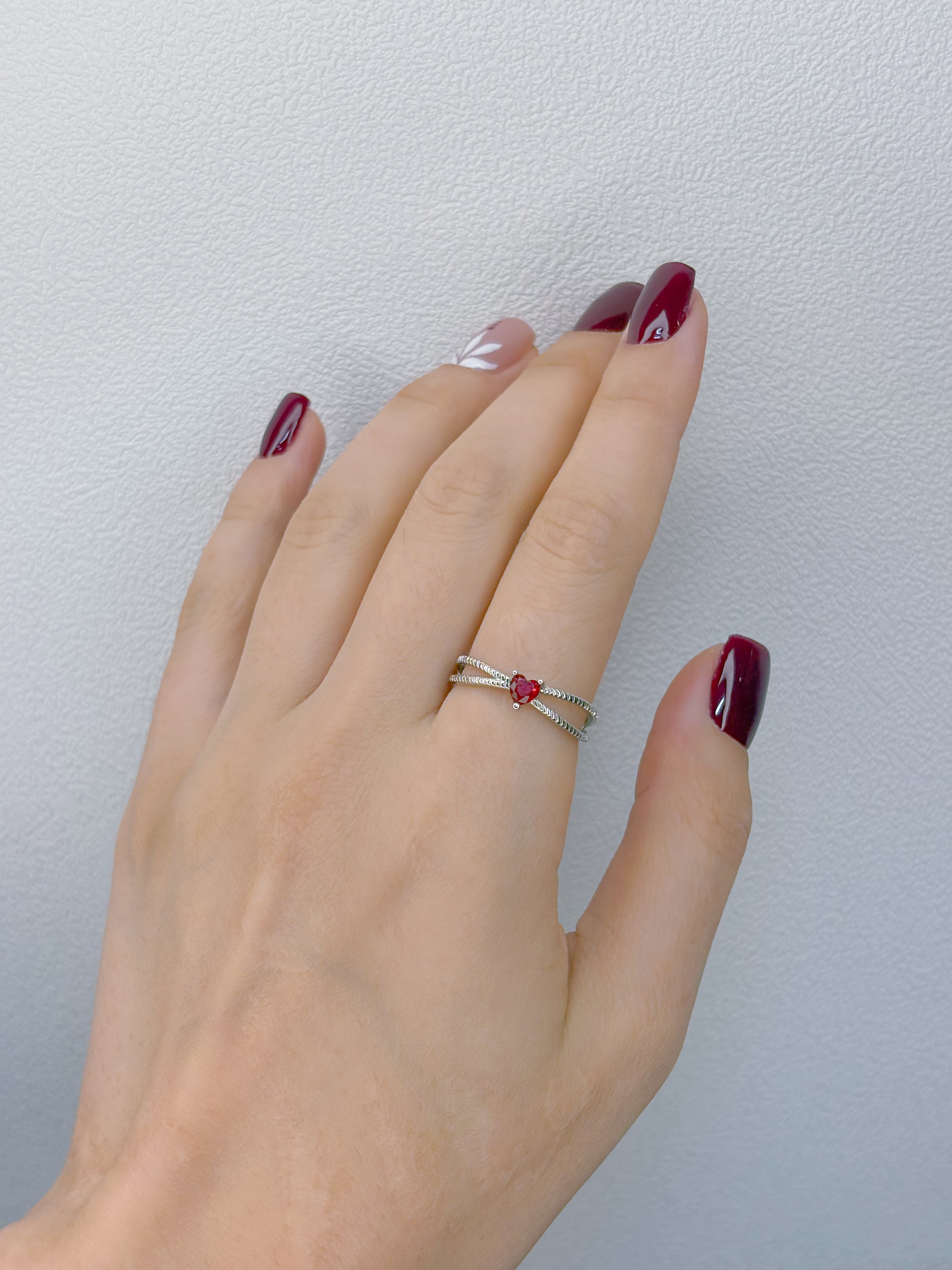 انگشتر جواهری نگین قرمز فری سایز