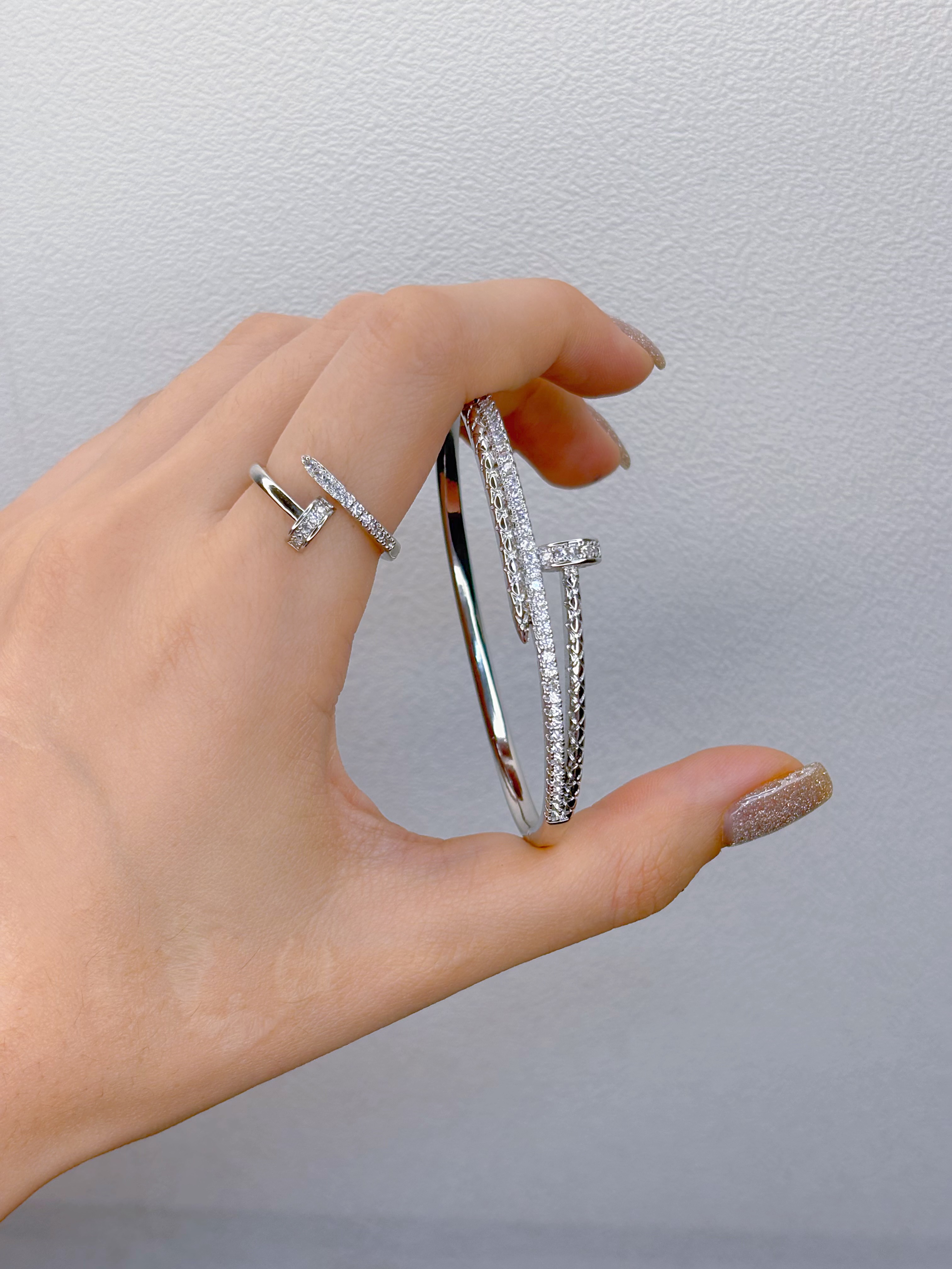 بنگل جواهری استیل رنگ ثابت فری سایز